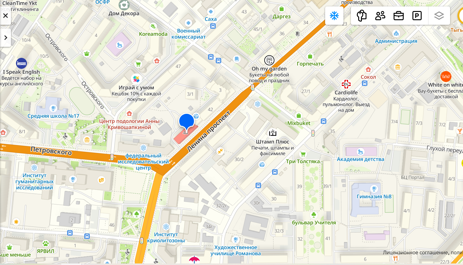 Карта расположения на проспекте Ленина